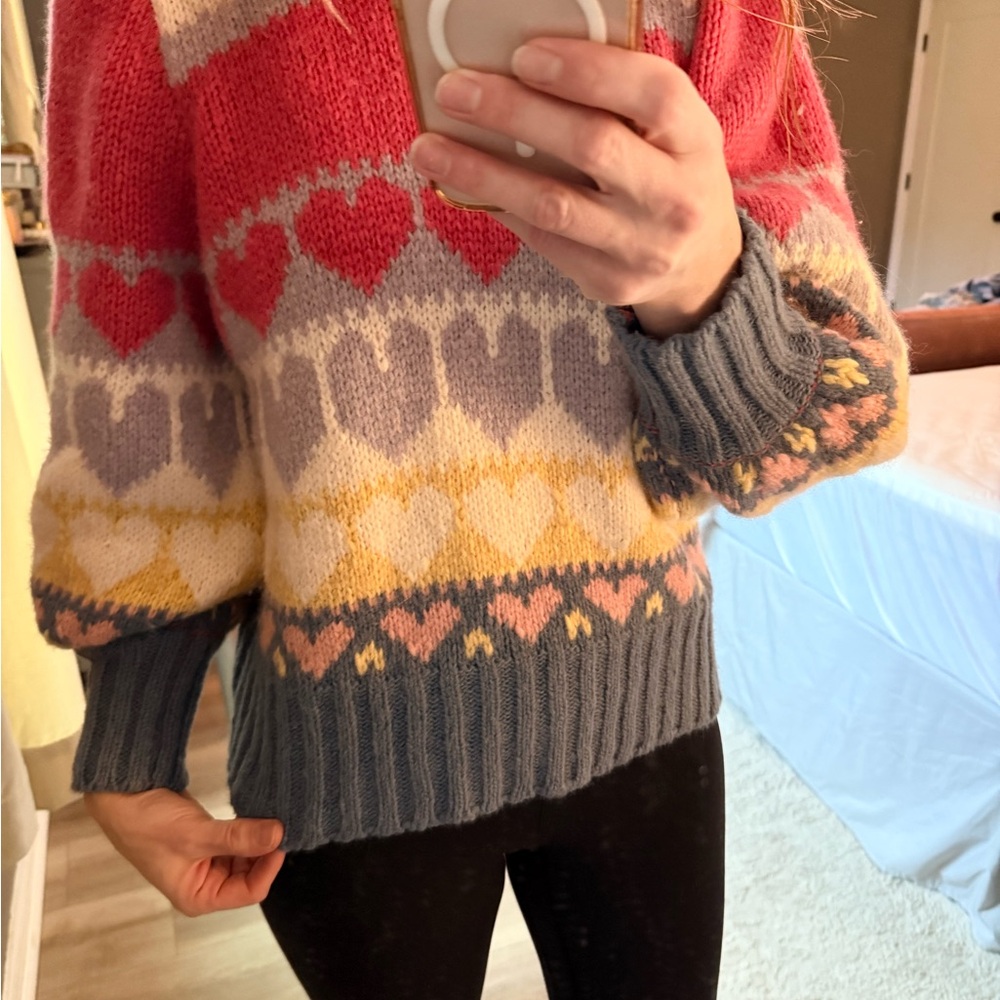 LoveShackFancy Shirelle Alpaca blend heart sweater - Picture 3 of 7